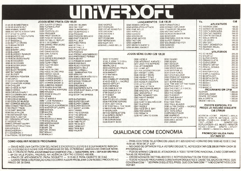Propaganda Universoft - MSX Micro 12 - 1987