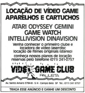 Propaganda Video Game Club Paulista - Micro e Video 01 - 1983
