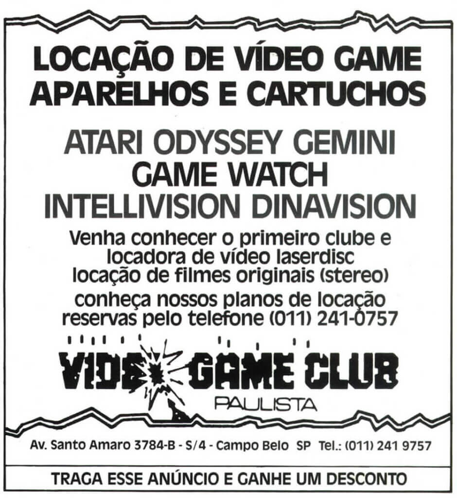 Propaganda Video Game Club Paulista - Micro e Video 01 - 1983