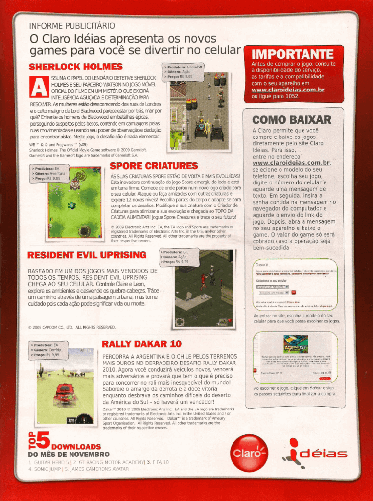 Propaganda Claro Idéias - NGamer Brasil 33 - 2010