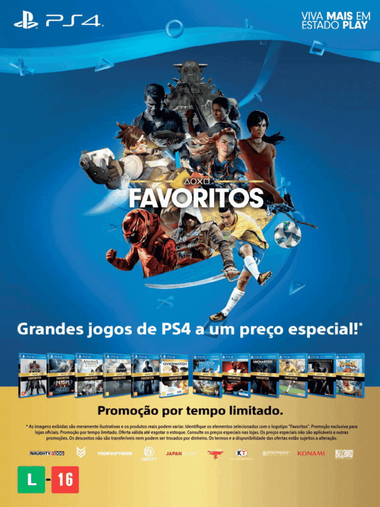 Propaganda Favoritos PS4 - PlayStation 248 - 2018