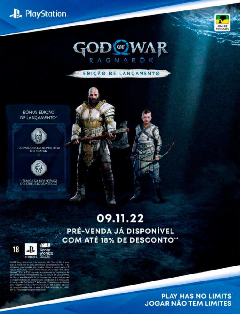 Propaganda God of War Ragnarok Edição de Lançamento - Revista PlayStation 295 - 2022