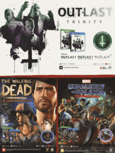 Propaganda Outlast Trinity, The Walking Dead e Guardiões da Galáxia - Game Informer 10 - 2017