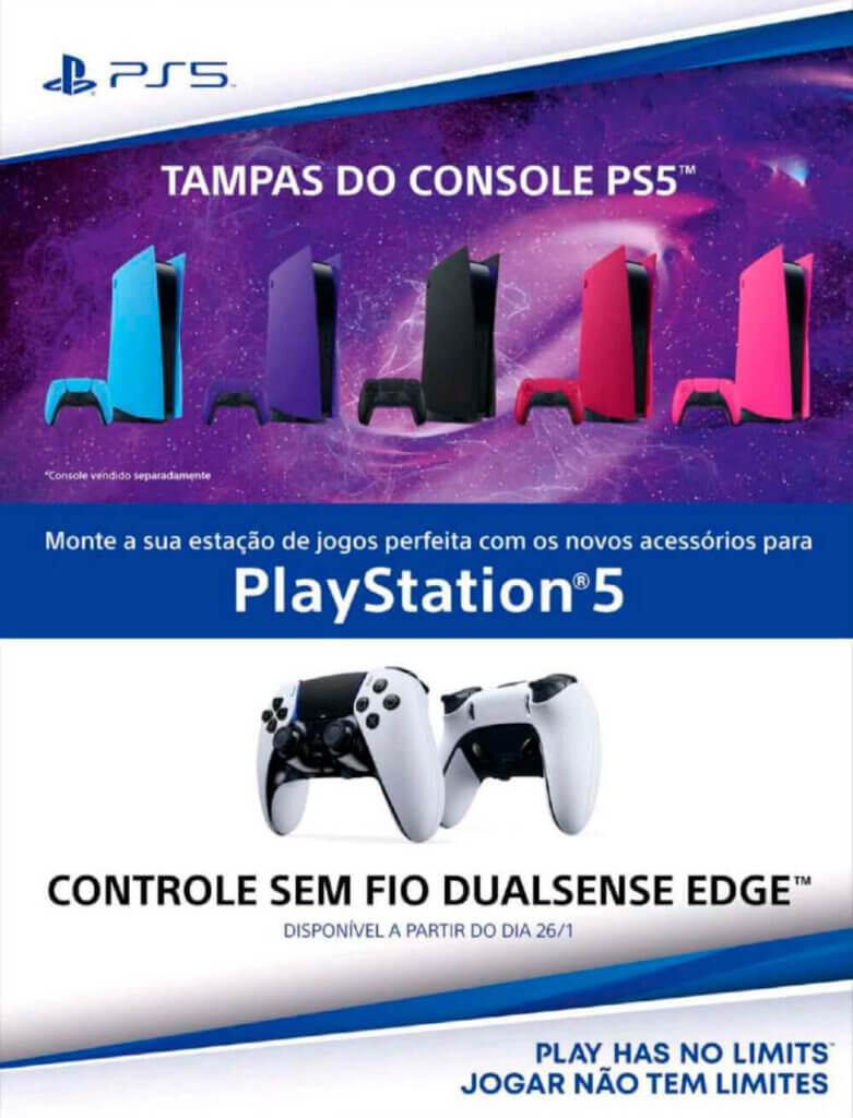 Propaganda Tampas do Console PS5 e DualSense Edge - Revista PlayStation 300 - 2023