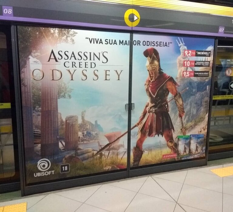 Propaganda Assassin's Creed Odyssey - Metrô São Paulo - 2018