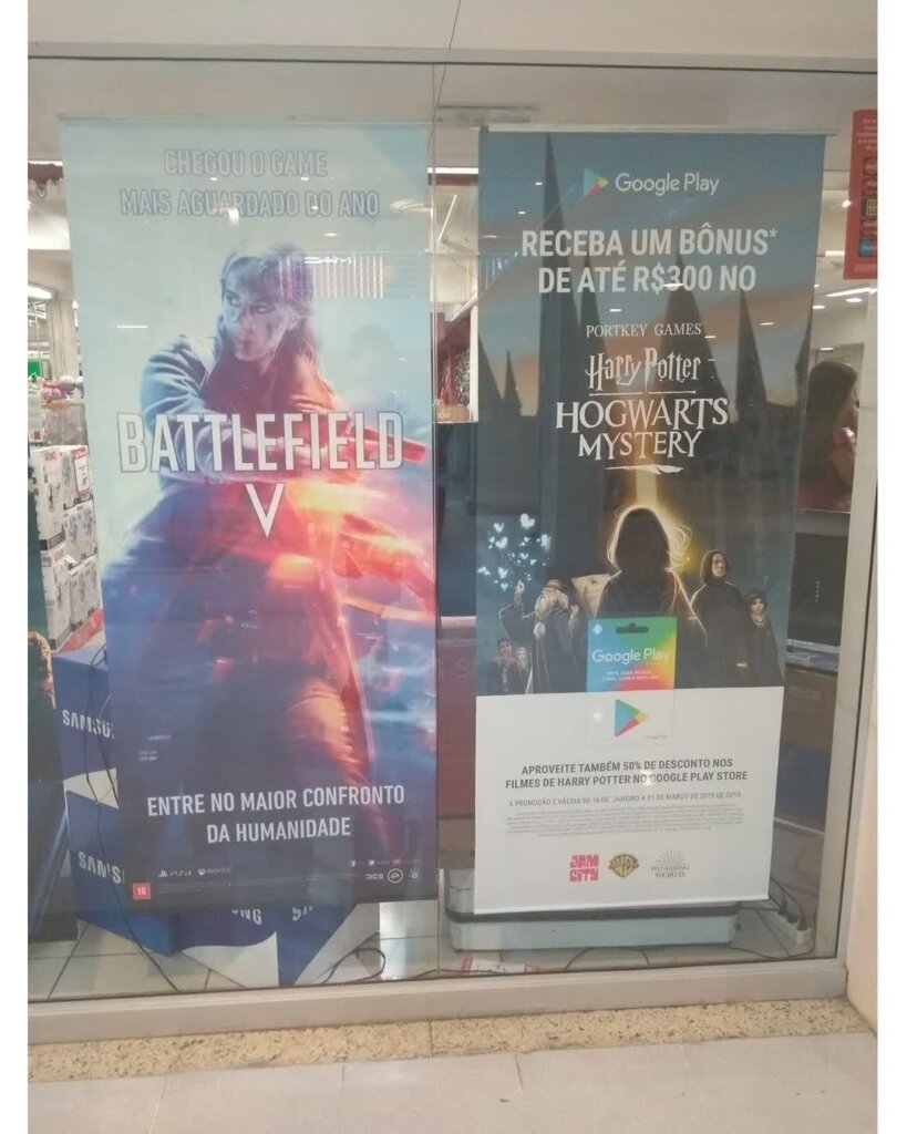 Propaganda Battlefield V e Harry Potter Hogwarts Mystery - Lojas Americanas - 2019