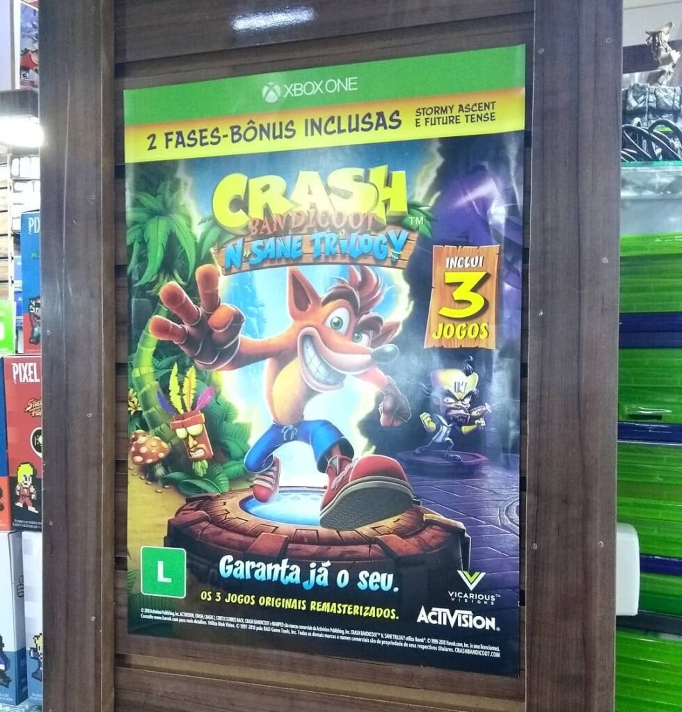 Propaganda Crash Bandicoot N. Sane Trilogy - Avenida Paulista - 2018