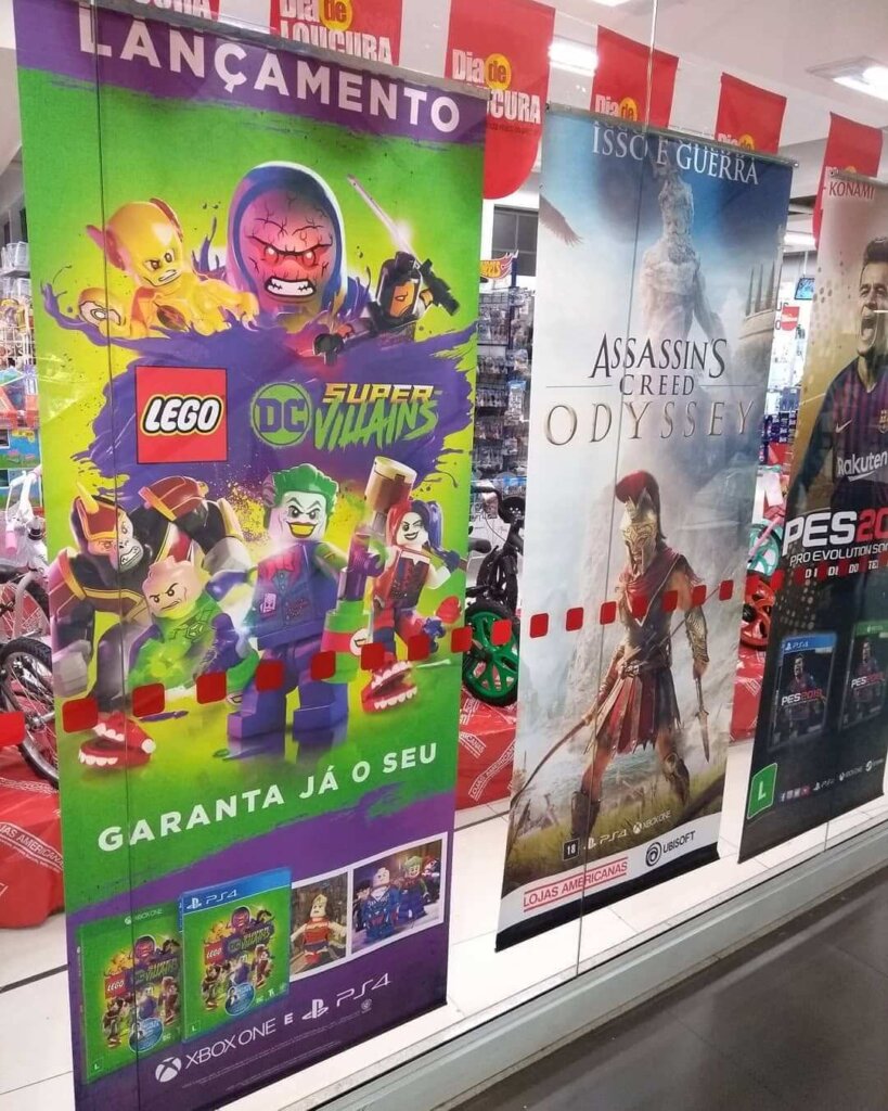 Propaganda LEGO DC Super Villians e Assassin's Creed Odyssey - Lojas Americanas - 2019