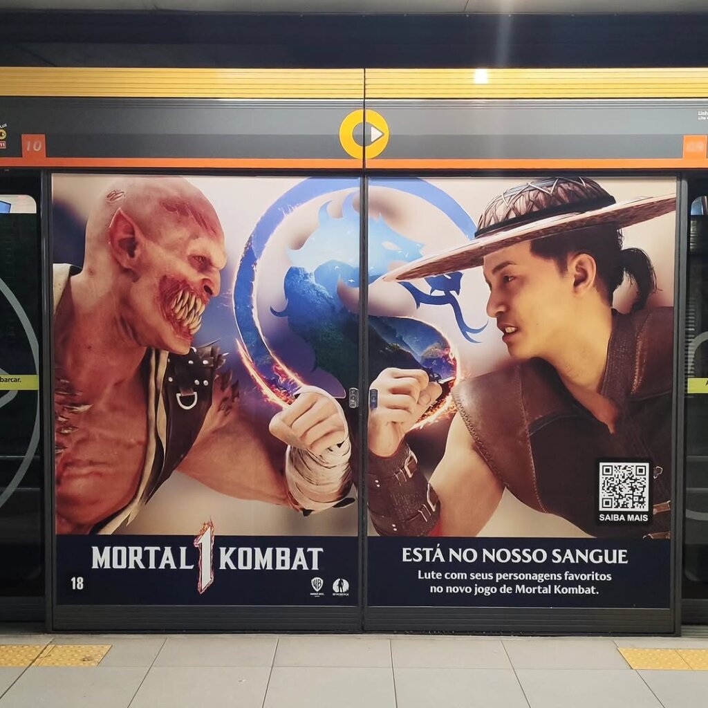 Propaganda Mortal Kombat 1 - Metrô de SP - 2023