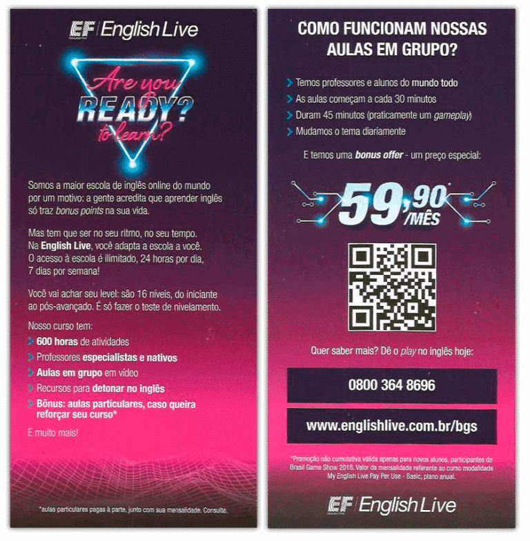 Panfleto English Live - BGS 2018