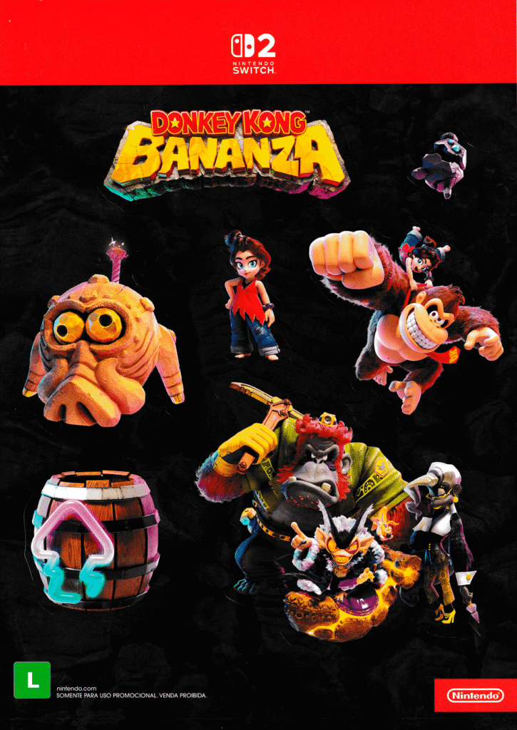 Cartela de Adesivos Donkey Kong Bananza - 2025