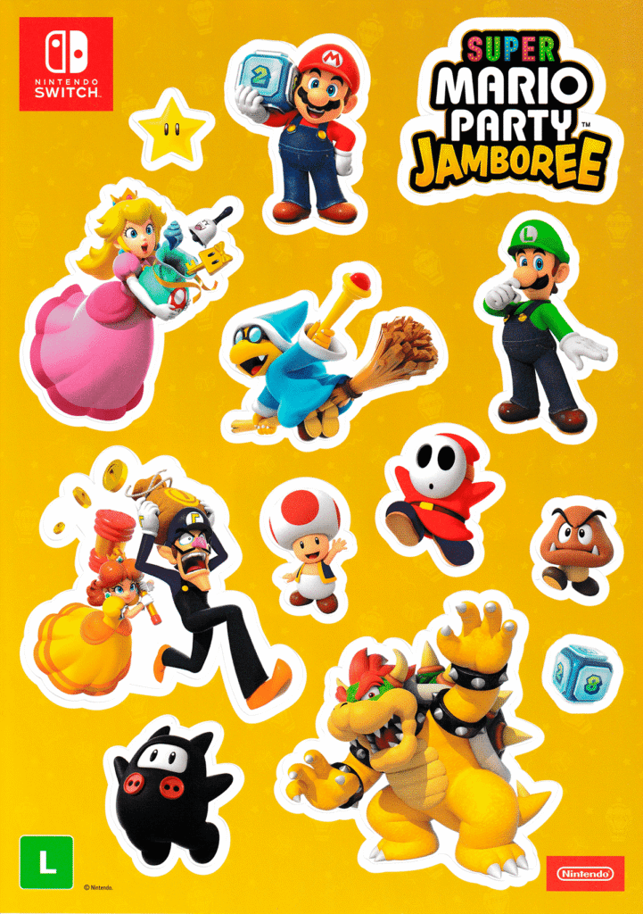 Cartela de Adesivos Super Mario Party Jamboree - 2024