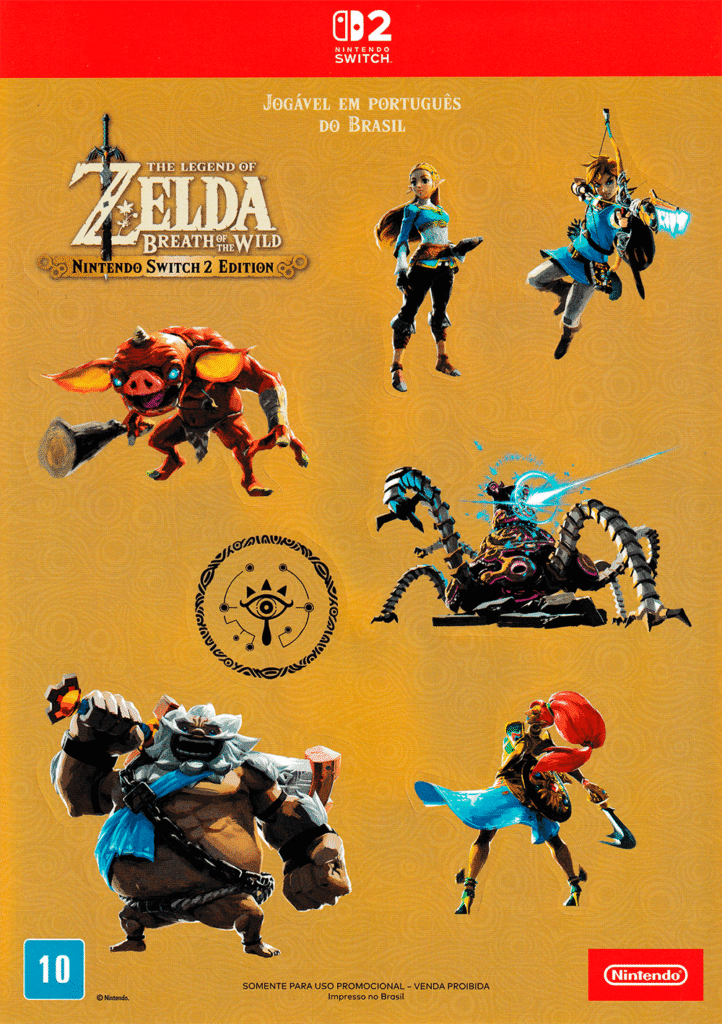 Cartela de Adesivos The Legend of Zelda Breath of the Wild (Nintendo Switch 2 Edition) - 2025